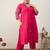 Women Plus Size Embroidered Regular Thread Work Pure Cotton Kurta with Trousers