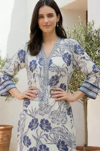 Women Floral Printed Regular Pure Cotton Kurta with Trousers