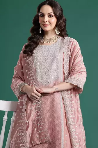 Ethnic Motifs Regular Kurta with Trousers & Dupatta