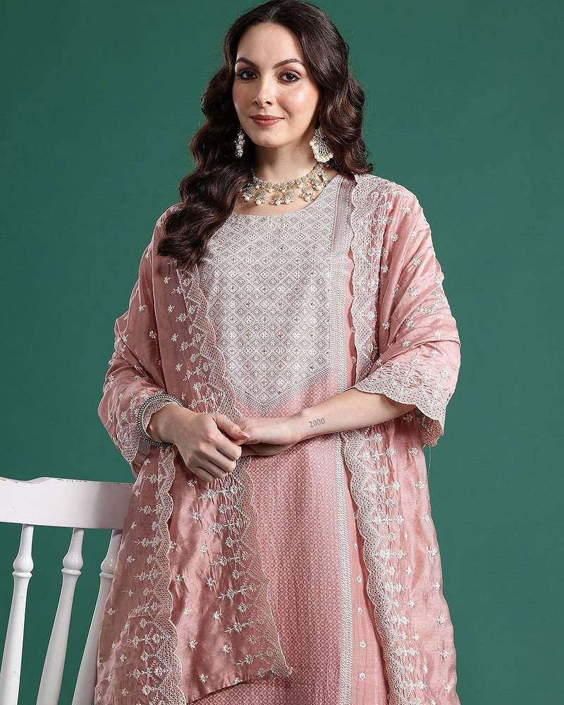Ethnic Motifs Regular Kurta with Trousers & Dupatta