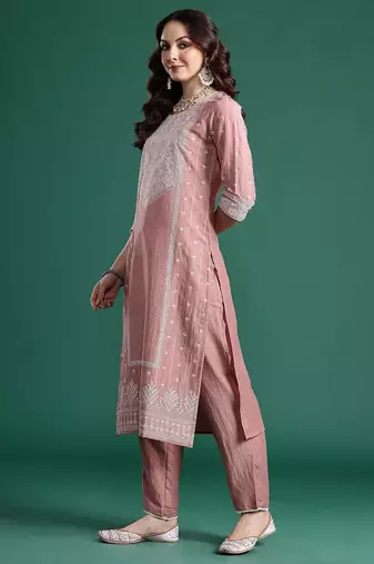 Ethnic Motifs Regular Kurta with Trousers & Dupatta