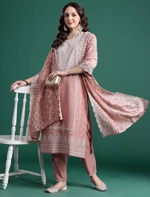 Ethnic Motifs Regular Kurta with Trousers & Dupatta 8