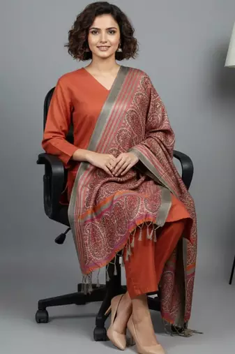 Women Ethnic Motifs Regular Kurta with Trousers & With Dupatta