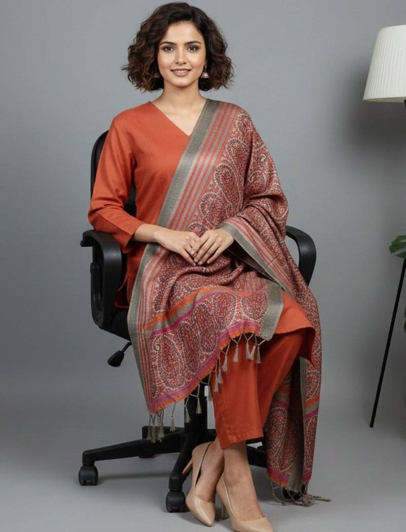 Women Ethnic Motifs Regular Kurta with Trousers & With Dupatta
