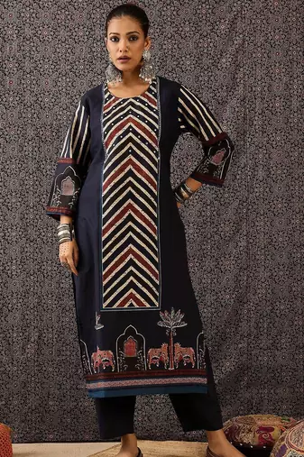 Women Printed Regular Sequinned Pure Cotton Kurta with Trousers & With Dupatta