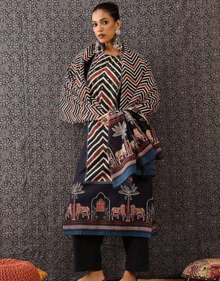 Women Printed Regular Sequinned Pure Cotton Kurta with Trousers & With Dupatta 7