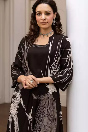 Abstract Printed Regular Straight Kurta with Palazzos