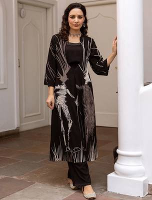 Abstract Printed Regular Straight Kurta with Palazzos 4