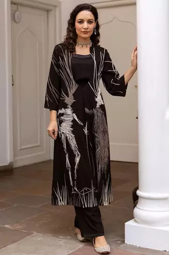 Abstract Printed Regular Straight Kurta with Palazzos