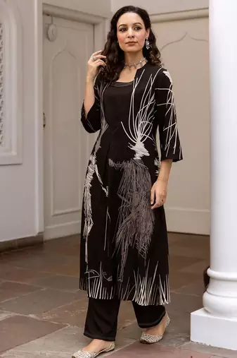 Abstract Printed Regular Straight Kurta with Palazzos
