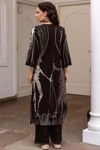Abstract Printed Regular Straight Kurta with Palazzos