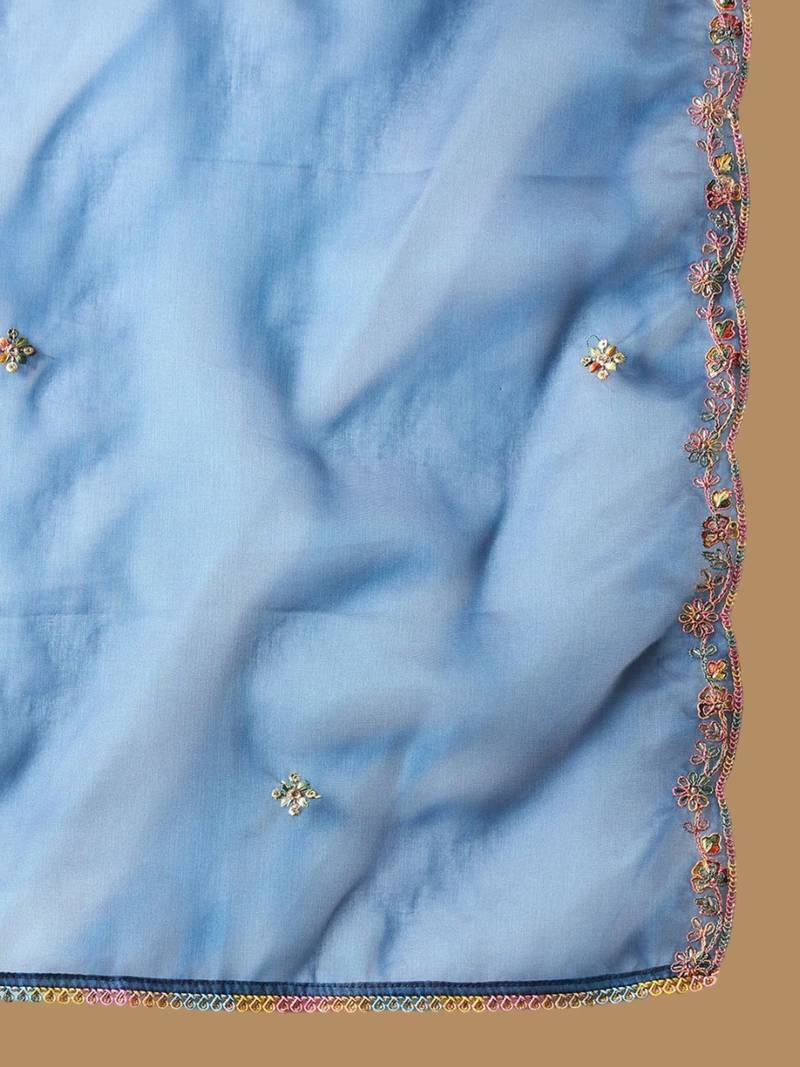 Women Ethnic Motifs Embroidered Regular Liva Kurta with Trousers & With Dupatta