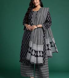 Plus Size Printed Pure Cotton Kurta with Trousers & Dupatta