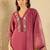 Women Floral Yoke Design Regular Thread Work Kurta with Trousers & With Dupatta