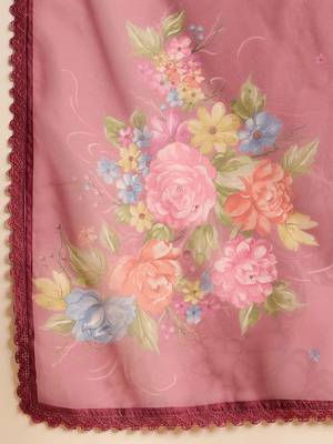 Women Floral Yoke Design Regular Thread Work Kurta with Trousers & With Dupatta 4
