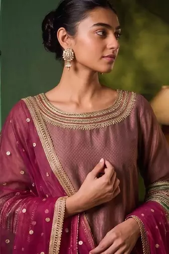 Women Ethnic Motifs Regular Kurta with Trousers & With Dupatta
