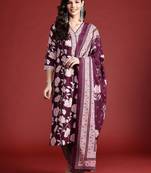 Floral Printed Pure Cotton Kurta With Trousers & Dupatta