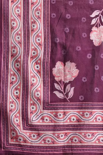 Floral Printed Pure Cotton Kurta With Trousers & Dupatta