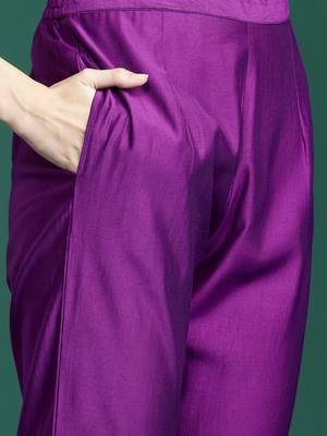 Floral Thread Work Liva Kurta with Trousers & With Dupatta 4