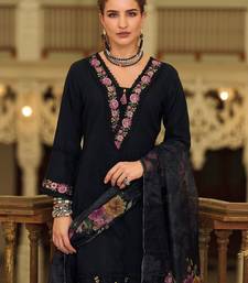 women floral embroidered cotton kurta with trousers & dupatta