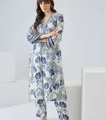 Women Floral Printed Regular Pure Cotton Kurta with Trousers