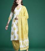 Ethnic Motifs Printed Pure Cotton Kurta with Salwar & With Dupatta