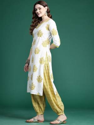 Ethnic Motifs Printed Pure Cotton Kurta with Salwar & With Dupatta 6