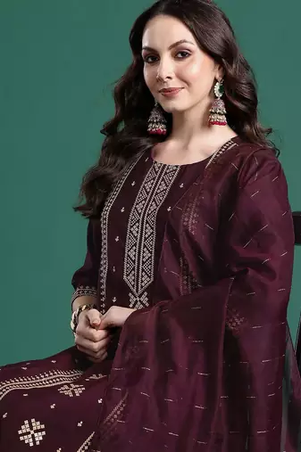 Ethnic Motifs Embroidered Kurta with Trousers & Dupatta