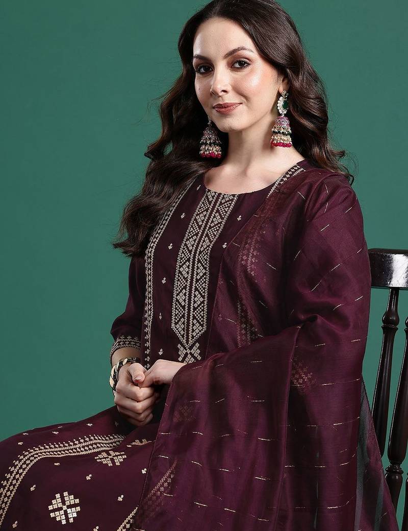 Ethnic Motifs Embroidered Kurta with Trousers & Dupatta