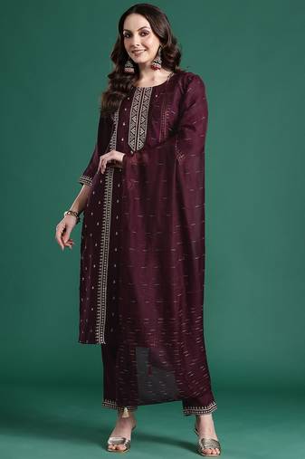 Ethnic Motifs Embroidered Kurta with Trousers & Dupatta