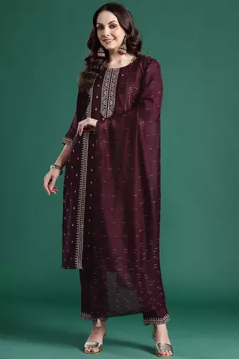 Ethnic Motifs Embroidered Kurta with Trousers & Dupatta