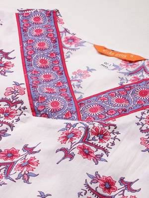 Floral Printed Pure Cotton Kurta With Palazzos & Dupatta 3