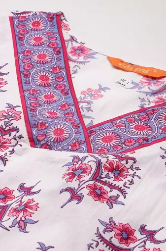 Floral Printed Pure Cotton Kurta With Palazzos & Dupatta