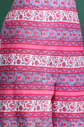 Floral Printed Pure Cotton Kurta With Palazzos & Dupatta