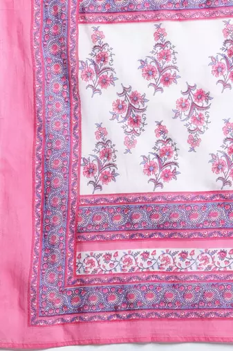 Floral Printed Pure Cotton Kurta With Palazzos & Dupatta