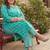 plus size teal printed straight kurta trousers with dupatta set