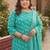 plus size teal printed straight kurta trousers with dupatta set
