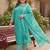 plus size teal printed straight kurta trousers with dupatta set