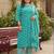plus size teal printed straight kurta trousers with dupatta set