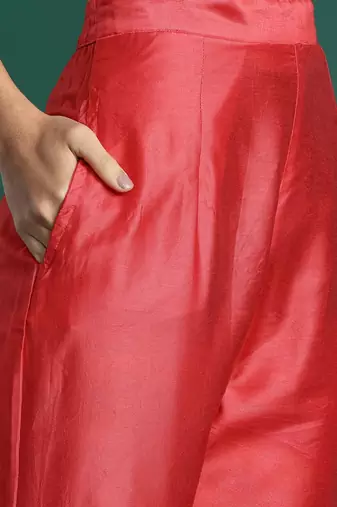 Striped Sequinned Chanderi Silk Kurta With Trousers & Dupatta