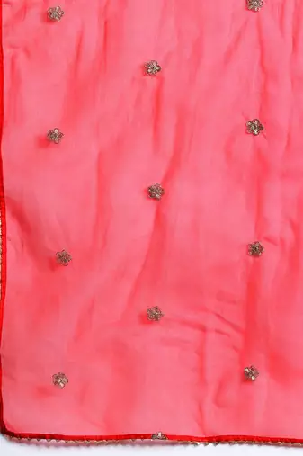 Striped Sequinned Chanderi Silk Kurta With Trousers & Dupatta