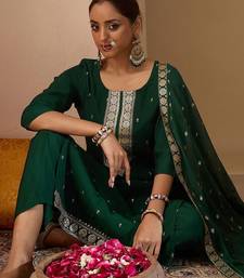 Women Ethnic Motifs Embroidered Regular Sequinned Kurta with Trousers & With Dupatta