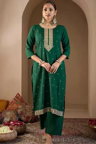 Women Ethnic Motifs Embroidered Regular Sequinned Kurta with Trousers & With Dupatta