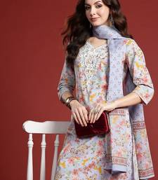Floral Printed Pure Cotton Kurta with Salwar & With Dupatta