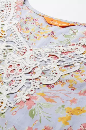 Floral Printed Pure Cotton Kurta with Salwar & With Dupatta