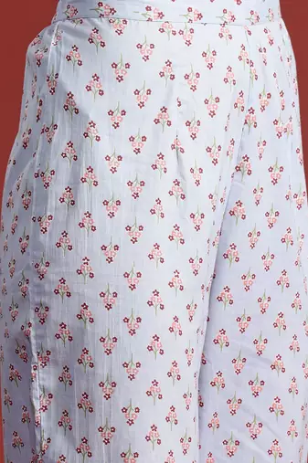 Floral Printed Pure Cotton Kurta with Salwar & With Dupatta