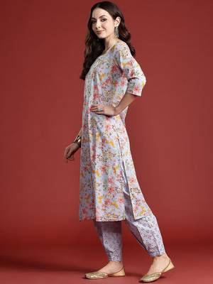 Floral Printed Pure Cotton Kurta with Salwar & With Dupatta 6