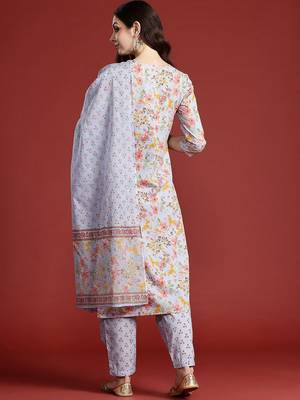 Floral Printed Pure Cotton Kurta with Salwar & With Dupatta 7