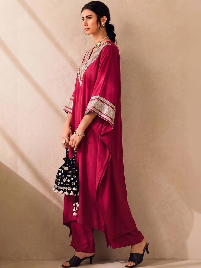 Women Embroidered Regular Kurta with Trousers
