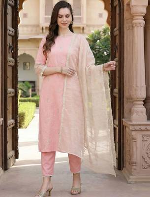 Women Ethnic Motifs Embroidered Regular Sequinned Kurta with Trousers & With Dupatta 2